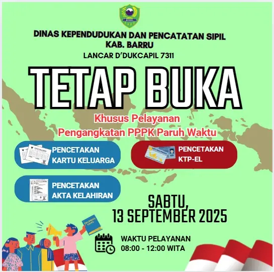 Disdukcapil Barru Tetap Buka di Hari Libur, Permudah Administrasi Calon PPPK